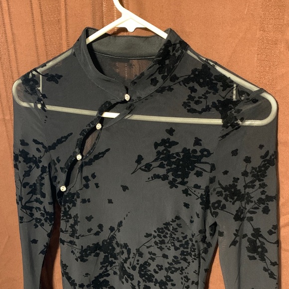 Sheer Black Floral Women's Dress - Picture 3 of 8